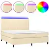 Image de vidaXL Lit Boxspring avec matelas & LED Cr ¨me 160x200 cm Tissu