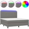 Image de vidaXL Lit boxspring avec matelas & LED gris foncé 180x200 cm Tissu