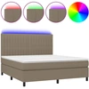 Image de vidaXL Lit Boxspring avec matelas & LED Taupe 180x200 cm Tissu