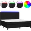 Image de vidaXL Lit Boxspring avec matelas & LED Noir 200x200 cm Tissu