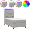 Image de vidaXL Lit boxspring avec matelas & LED gris clair 80x200 cm Tissu