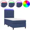 Image de vidaXL Lit Boxspring avec matelas & LED Bleu 80x200 cm Tissu