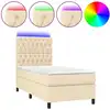 Image de vidaXL Lit Boxspring avec matelas & LED Crème 90x190 cm Tissu