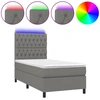Image de vidaXL Lit boxspring avec matelas & LED gris foncé 90x200 cm Tissu