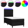 Image de vidaXL Lit Boxspring avec matelas & LED Noir 90x200 cm Tissu