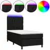 Image de vidaXL Lit Boxspring avec matelas & LED Noir 100x200 cm Tissu