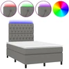 Image de vidaXL Lit boxspring avec matelas & LED gris foncé 120x200 cm Tissu