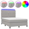 Image de vidaXL Lit boxspring avec matelas & LED gris clair 140x190 cm Tissu