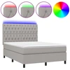 Image de vidaXL Lit Boxspring avec matelas & LED Gris clair 140x200 cm Tissu