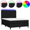 Image de vidaXL Lit Boxspring avec matelas & LED Noir 140x200 cm Tissu