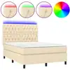 Image de vidaXL Lit Boxspring avec matelas & LED Crème 140x200 cm Tissu