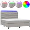 Image de vidaXL Lit boxspring avec matelas & LED gris clair 160x200 cm Tissu