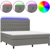 Image de vidaXL Lit boxspring avec matelas & LED gris foncé 180x200 cm Tissu