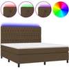 Image de vidaXL Lit Boxspring avec matelas & LED Marron foncé 180x200 cm Tissu