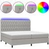 Image de vidaXL Lit boxspring avec matelas & LED gris clair 200x200 cm Tissu