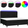 Image de vidaXL Lit Boxspring avec matelas & LED Noir 200x200 cm Tissu