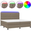 Image de vidaXL Lit Boxspring avec matelas & LED Taupe 200x200 cm Tissu