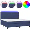 Image de vidaXL Lit Boxspring avec matelas & LED Bleu 200x200 cm Tissu