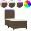 Image de vidaXL Lit Boxspring avec matelas & LED Marron foncé 80x200 cm Tissu