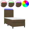 Image de vidaXL Lit boxspring avec matelas & LED brun foncé 90x190 cm Tissu