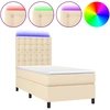 Image de vidaXL Lit Boxspring avec matelas & LED Crème 90x190 cm Tissu