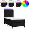 Image de vidaXL Lit Boxspring avec matelas & LED Noir 100x200 cm Tissu