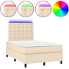 Image de vidaXL Lit Boxspring avec matelas & LED Crème 120x200 cm Tissu