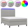Image de vidaXL Lit boxspring avec matelas & LED gris clair 140x190 cm Tissu