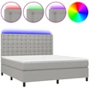Image de vidaXL Lit boxspring avec matelas & LED gris clair 160x200 cm Tissu