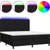 Image de vidaXL Lit Boxspring avec matelas & LED Noir 160x200 cm Tissu