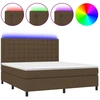 Image de vidaXL Lit Boxspring avec matelas & LED Marron foncé 180x200 cm Tissu
