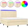 Image de vidaXL Lit Boxspring avec matelas & LED Crème 180x200 cm Tissu