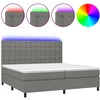 Image de vidaXL Lit boxspring avec matelas & LED gris foncé 200x200 cm Tissu
