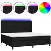 Image de vidaXL Lit Boxspring avec matelas & LED Noir 200x200 cm Tissu