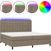 Image de vidaXL Lit Boxspring avec matelas & LED Taupe 200x200 cm Tissu