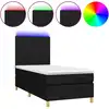 Image de vidaXL Lit Boxspring avec matelas & LED Noir 80x200 cm Tissu