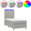 Image de vidaXL Lit boxspring avec matelas & LED gris clair 90x190 cm Tissu