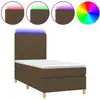 Image de vidaXL Lit boxspring avec matelas & LED brun foncé 90x190 cm Tissu