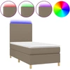 Image de vidaXL Lit Boxspring avec matelas & LED Taupe 90x190 cm Tissu