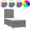Image de vidaXL Lit boxspring avec matelas & LED gris foncé 90x200 cm Tissu