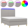 Image de vidaXL Lit boxspring avec matelas & LED gris clair 140x190 cm Tissu