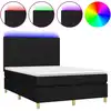 Image de vidaXL Lit Boxspring avec matelas & LED Noir 140x200 cm Tissu