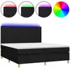 Image de vidaXL Lit Boxspring avec matelas & LED Noir 180x200 cm Tissu