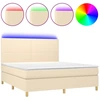 Image de vidaXL Lit Boxspring avec matelas & LED Crème 180x200 cm Tissu