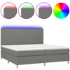 Image de vidaXL Lit boxspring avec matelas & LED gris foncé 200x200 cm Tissu