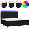 Image de vidaXL Lit Boxspring avec matelas & LED Noir 200x200 cm Tissu