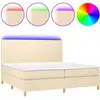 Image de vidaXL Lit boxspring avec matelas & LED Crème 200x200 cm Tissu