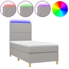 Image de vidaXL Lit boxspring avec matelas & LED gris clair 90x190 cm Tissu