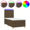Image de vidaXL Lit boxspring avec matelas & LED brun foncé 90x190 cm Tissu