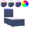 Image de vidaXL Lit Boxspring avec matelas & LED Bleu 90x190 cm Tissu